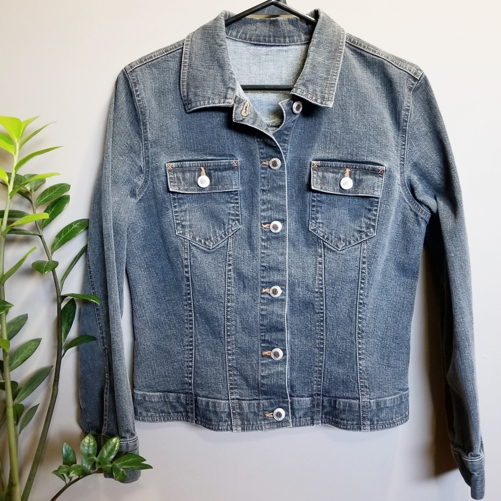 Ann Taylor blue/black jean jacket